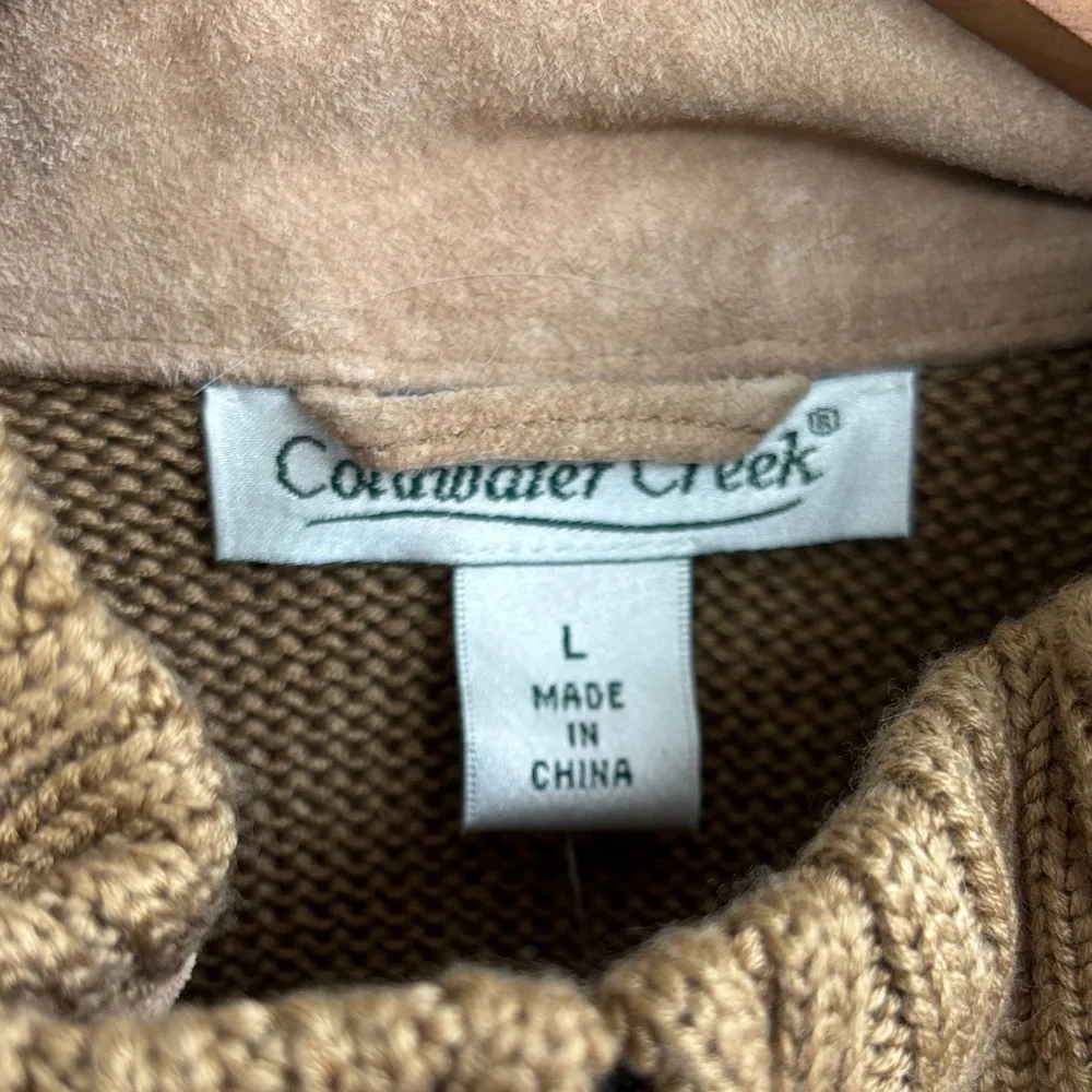 Coldwater Creek Leather Quilted Knit Brown Quilted Women's Vest sz L